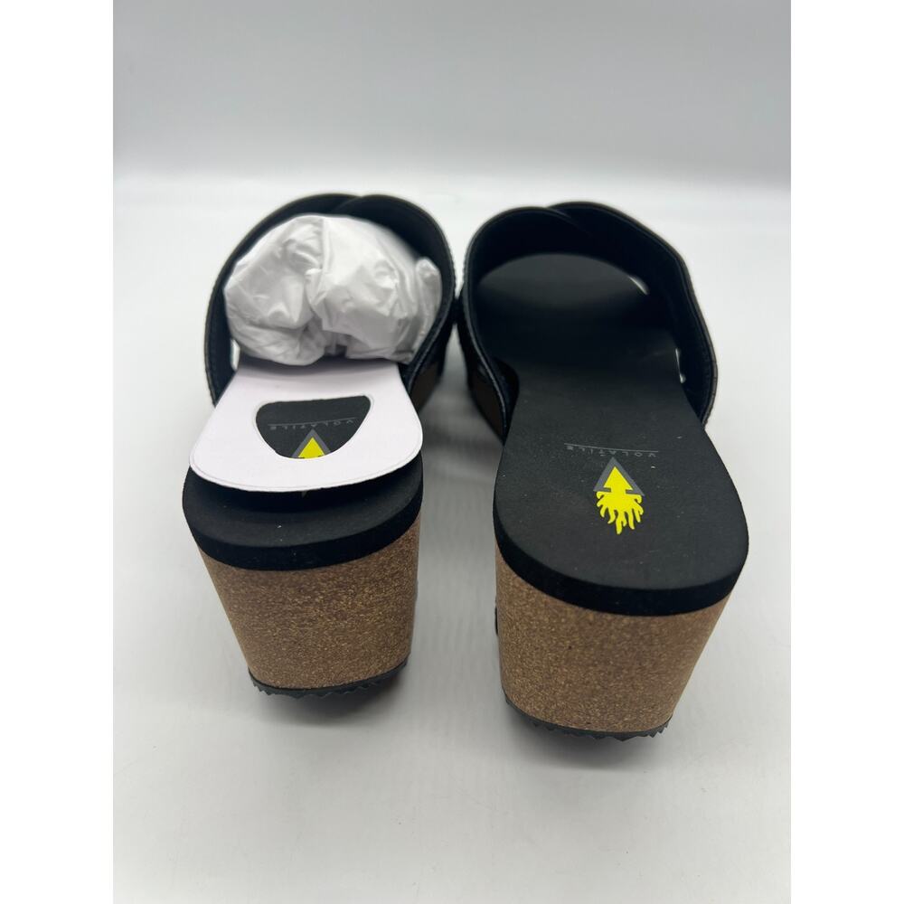 Volatile Riverside Platform Wedge Sandals Y2K Streetwear Black Faux Leather 11 - Picture 3 of 8
